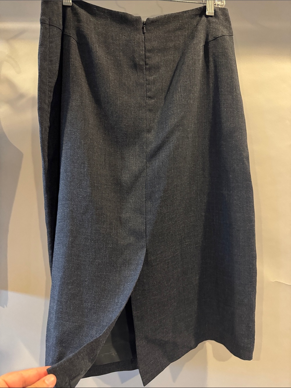Liz Claiborne Dark Grey Denim-Look Skirt Set with Pink Bud Embroidery - Picture 6 of 9